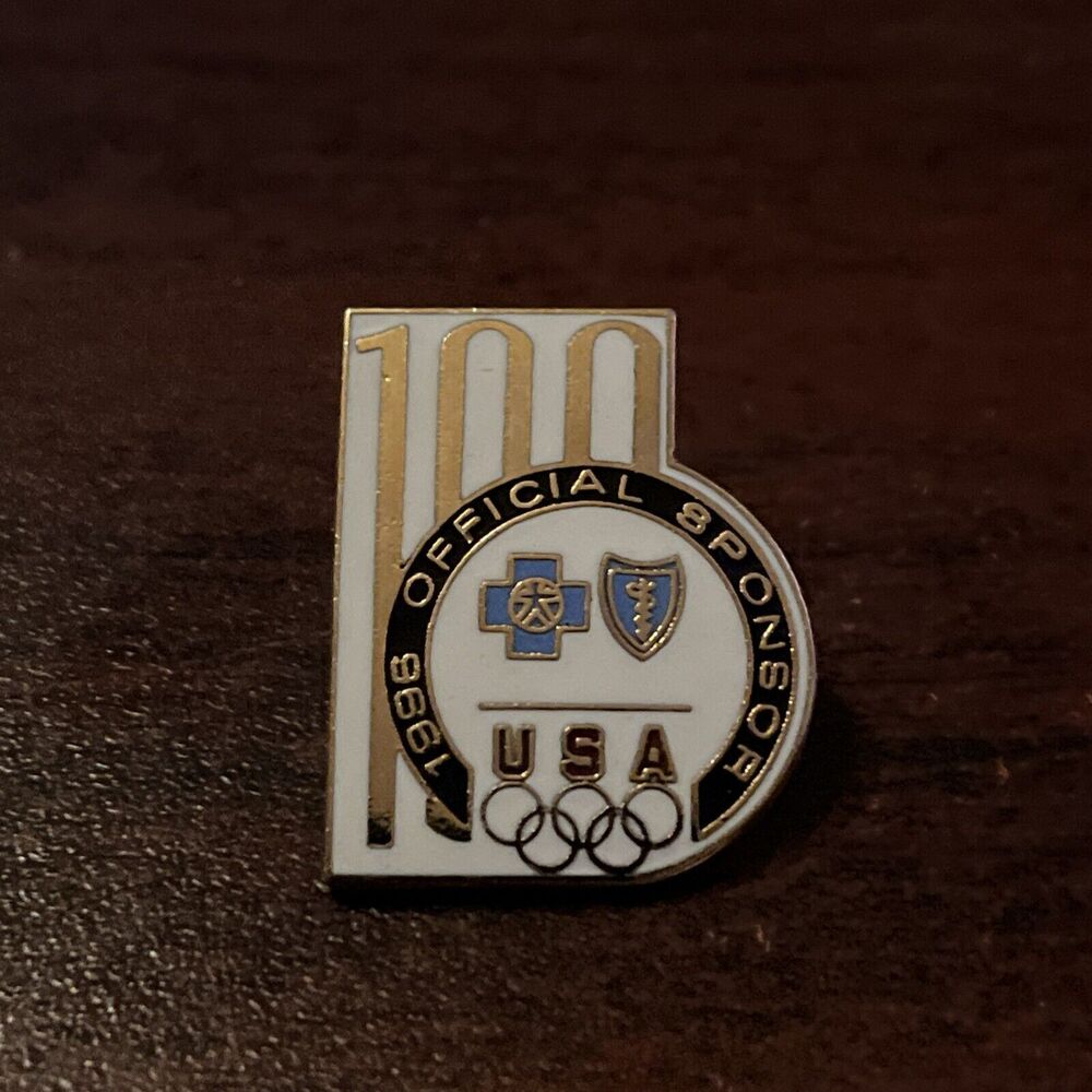 1996 Atlanta Olympics BlueCross BlueShield Sponsor Insurance Lapel Hat Pin